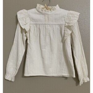 Louis Louise Girl’s Amanda Gauze Ruffle Top Cream Size 10‎ Years